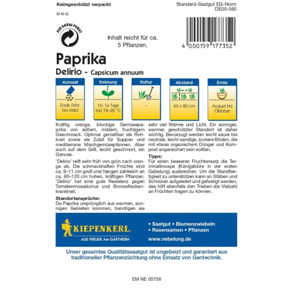 Paprika Delirio F1 block orange – Bild 2