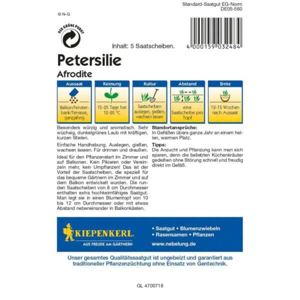 Aromapetersilie Afrodite - Saatscheiben – Bild 2