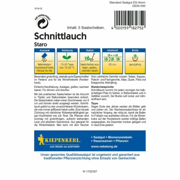 Schnittlauch Staro - Saatscheiben – Bild 2