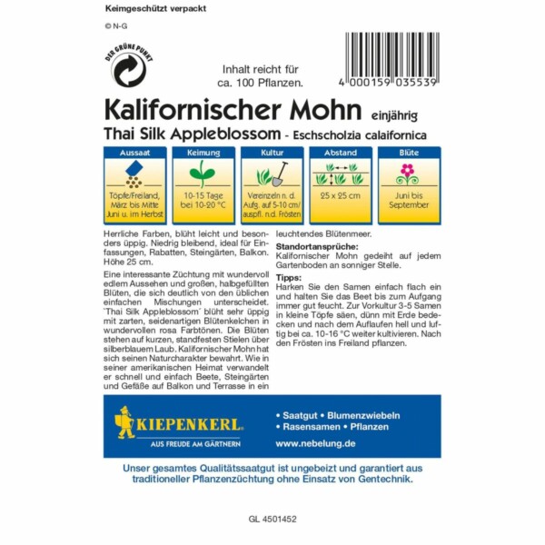 Kalifornischer Mohn Thai Silk Appleblossom – Bild 2