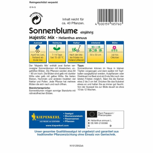Sonnenblume Majestic Mix – Bild 2