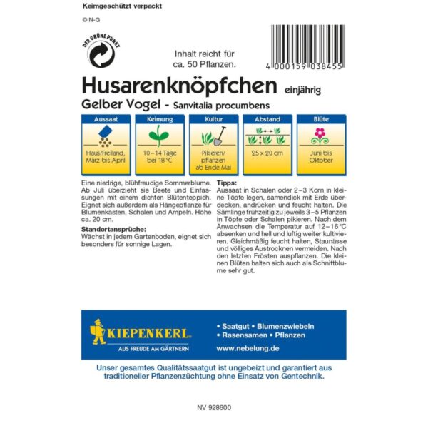 Husarenknöpfchen Gelber Vogel – Bild 2