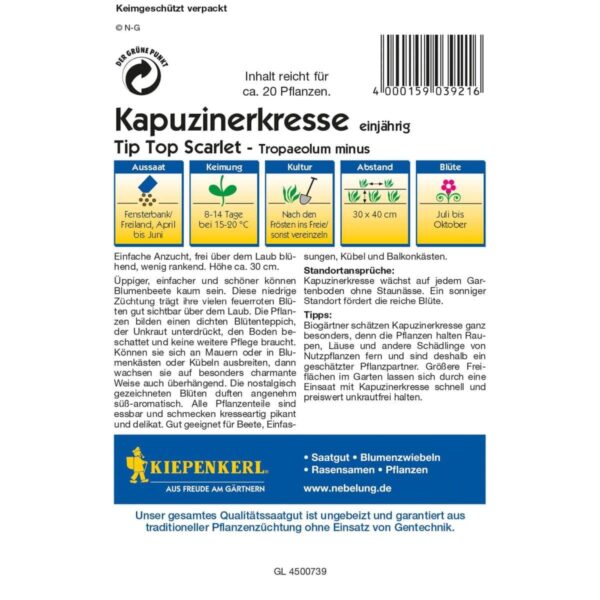 Kapuzinerkresse Tip Top Scarlet – Bild 2