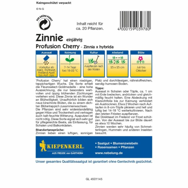 Zinnien Profusion Cherry – Bild 2