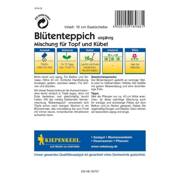 Blütenteppich - 16 cm Saatscheibe – Bild 2