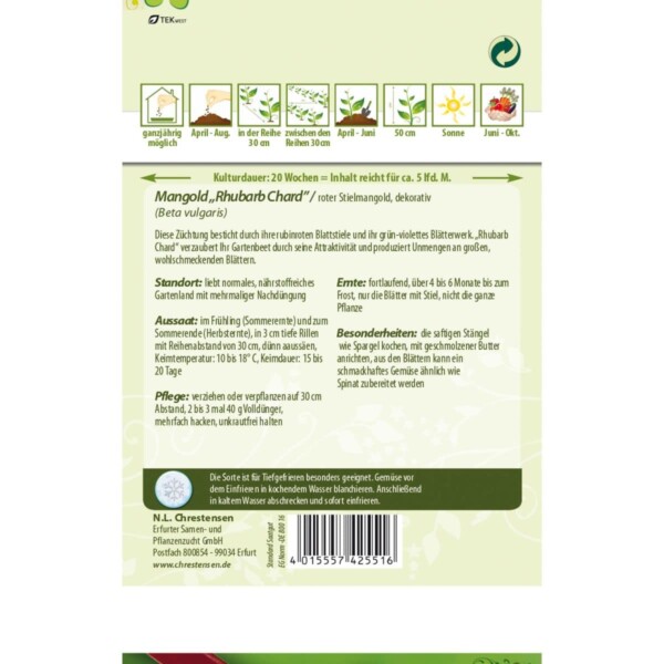 Mangold Rhubarb Chard, rot – Bild 2