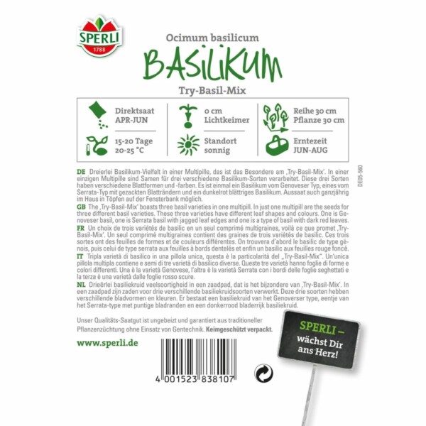 Basilikum Simply Herbs Try-Basil-Mix einjährig – Bild 2