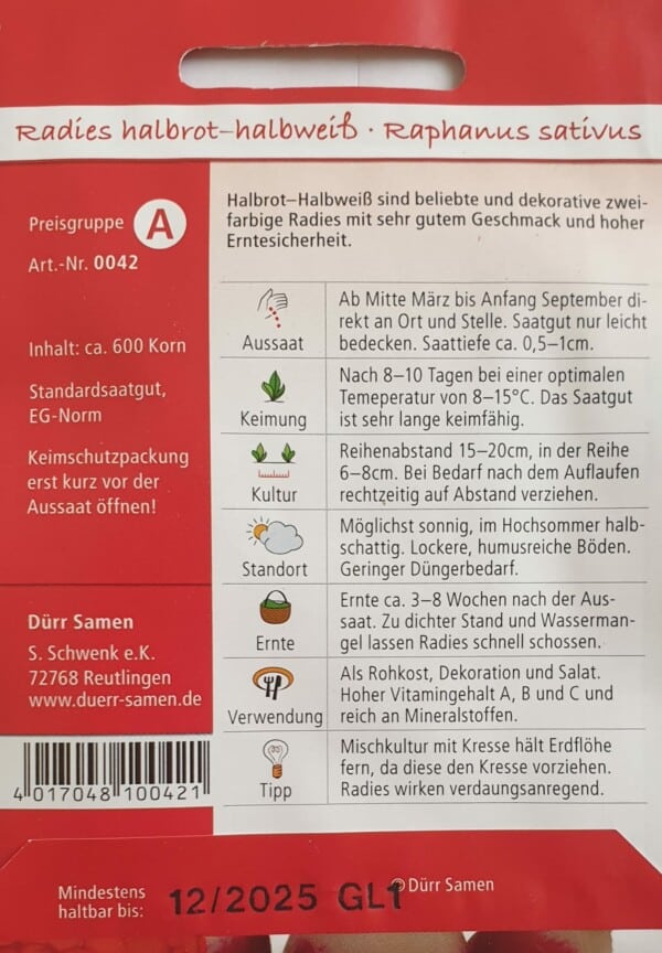 Radies Halbrot-Halbweiß – Bild 2