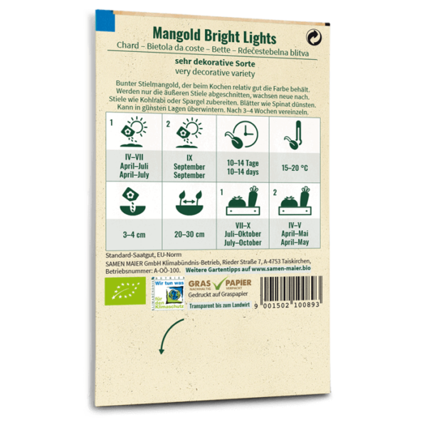 Samen Maier BIO Einzel EAN Mangold Bright Lights RS